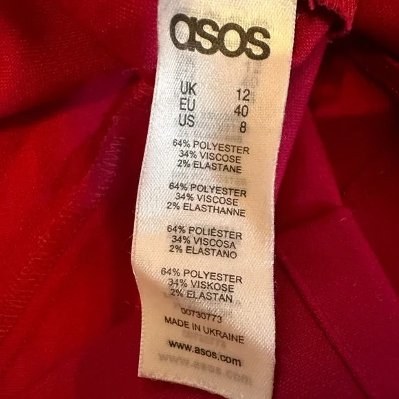 ASOS cranberry fitted puff sleeves back zipper back slit 8 midi pleats dress - Picture 11 of 14